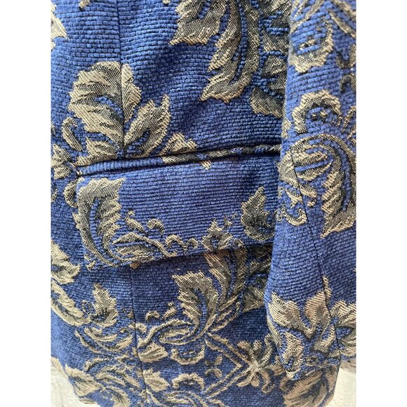 Denim & Co Tapestry Blazer Jacket Plus Sz 1X Longline Purple Gold Floral Classy - Picture 6 of 11